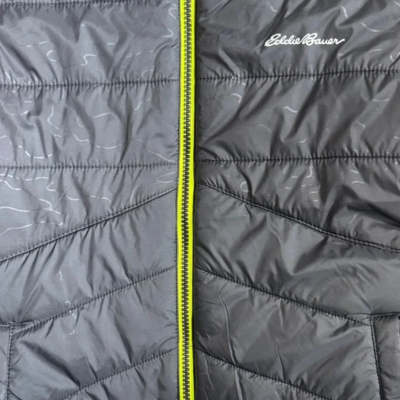 Eddie Bauer Zip Up Hoodie Fleece-Lined Black Jacket with Neon Trim Size S - Picture 5 of 6